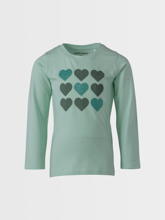 Greenish Hearts | Dívčí triko s dlouhými rukávy