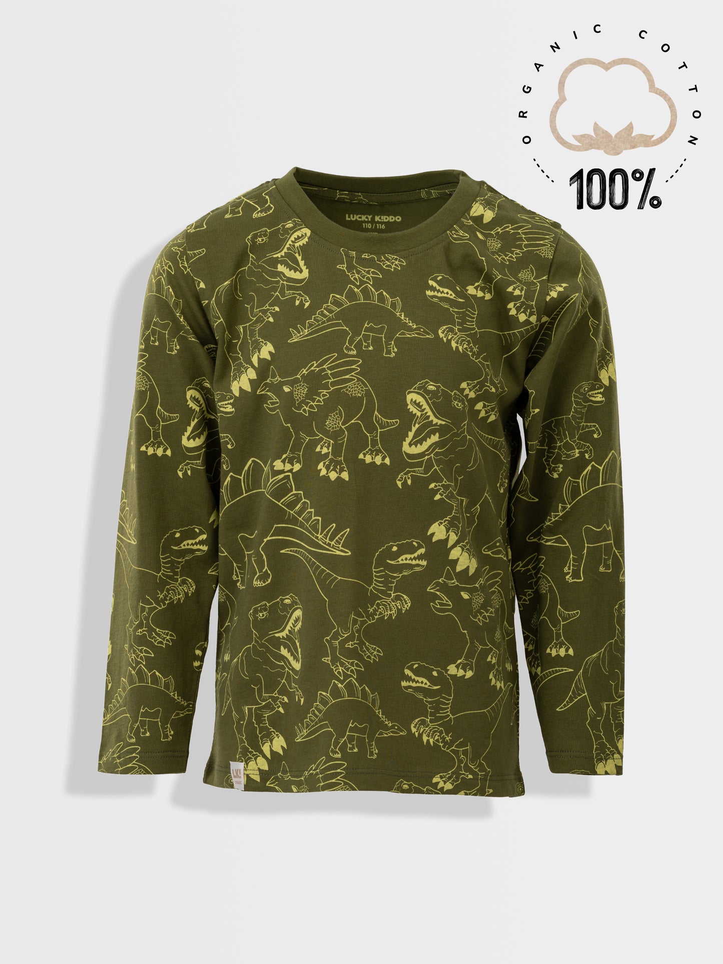 Organické Tričko tmavě zelené dino