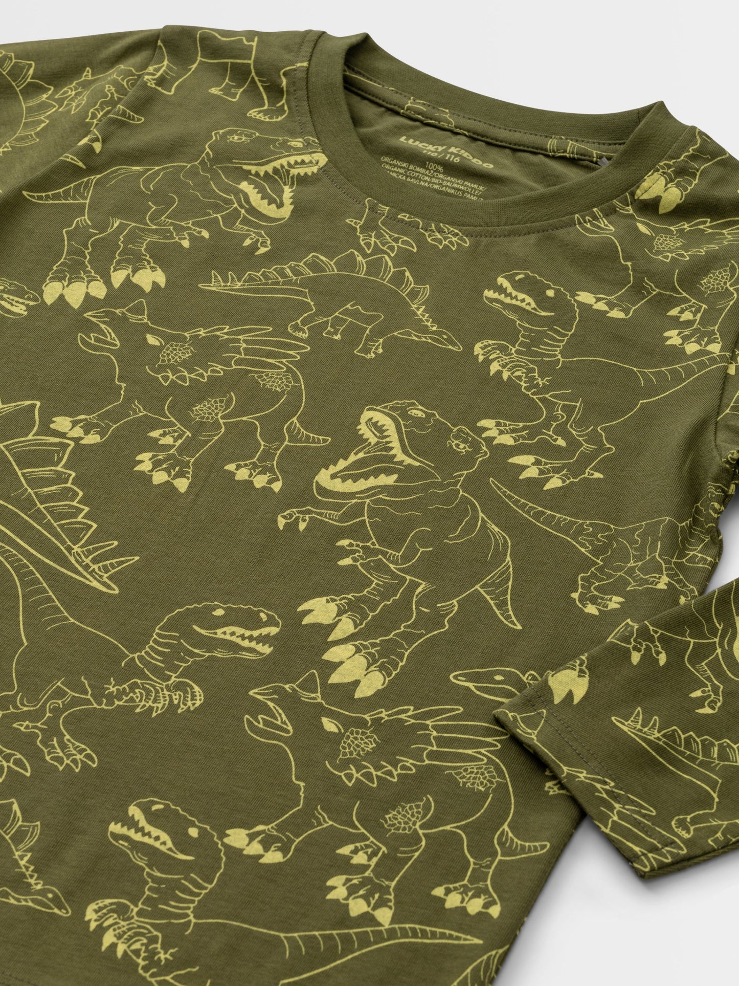 Organické Tričko tmavě zelené dino