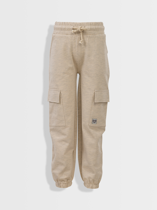 Beige Melange | Dívčí cargo tepláky