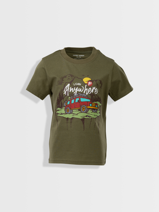 Go Anywhere Oil Green | Chlapecké triko s krátkými rukávy