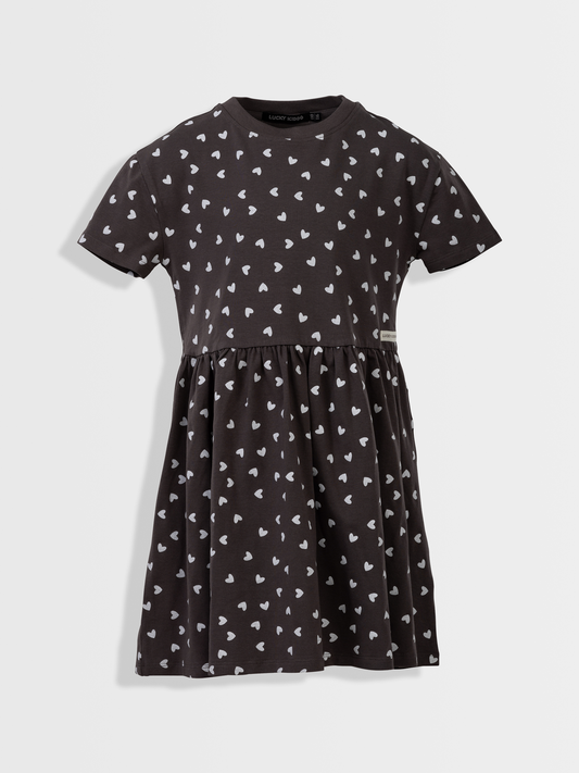 Paris Grey Hearts | Dívčí šaty s krátkými rukávy