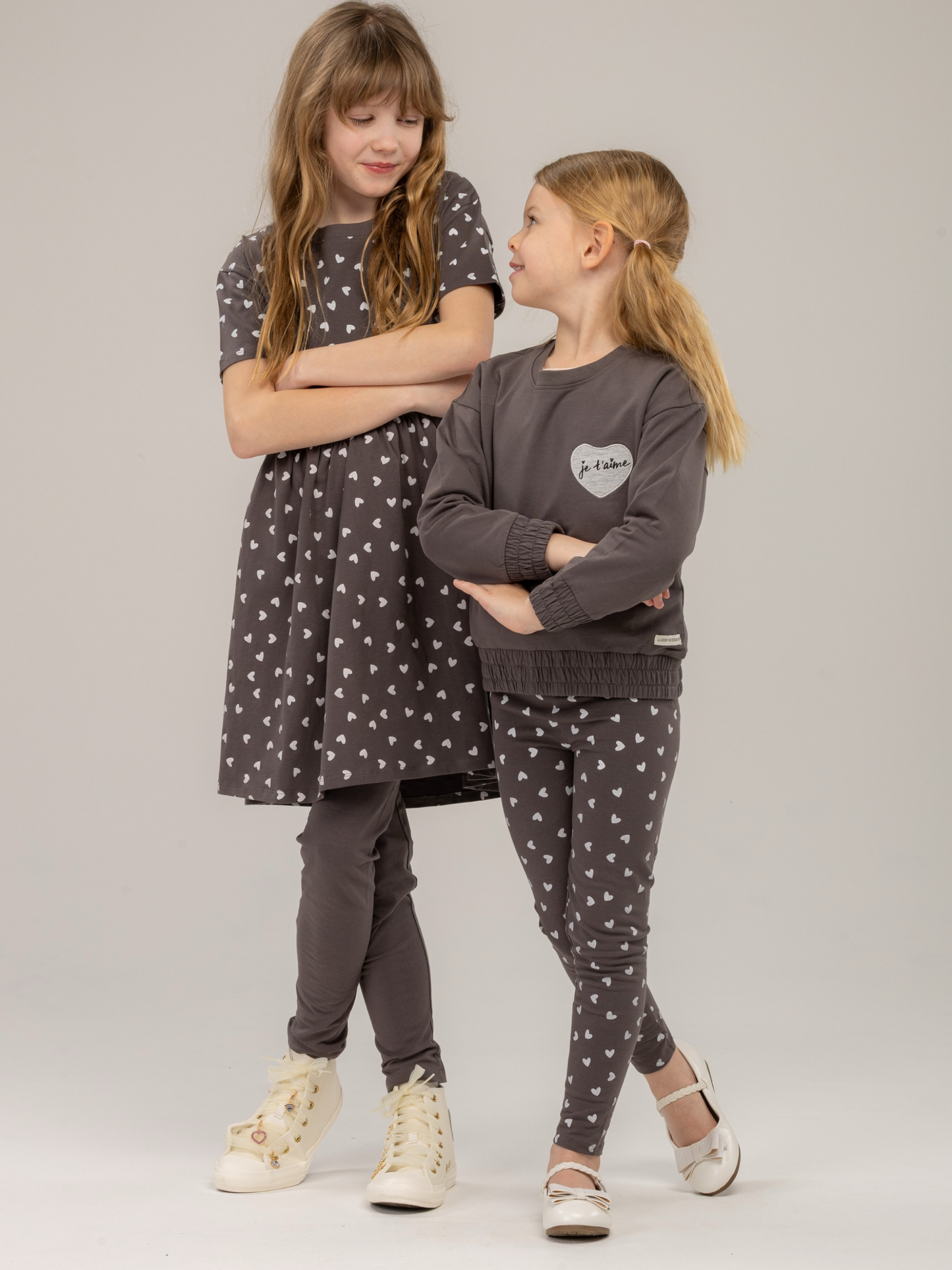 Paris Grey Hearts | Dívčí legíny