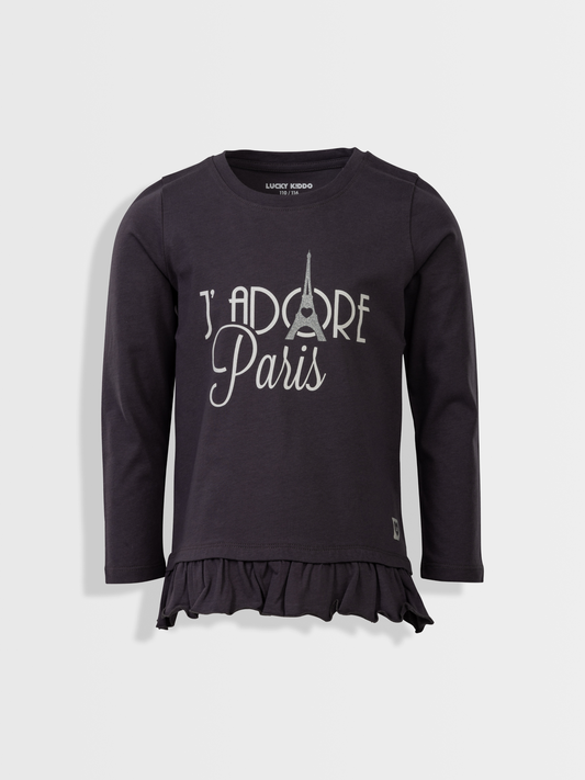 J’adore Paris Grey |Dívčí triko s dlouhými rukávy