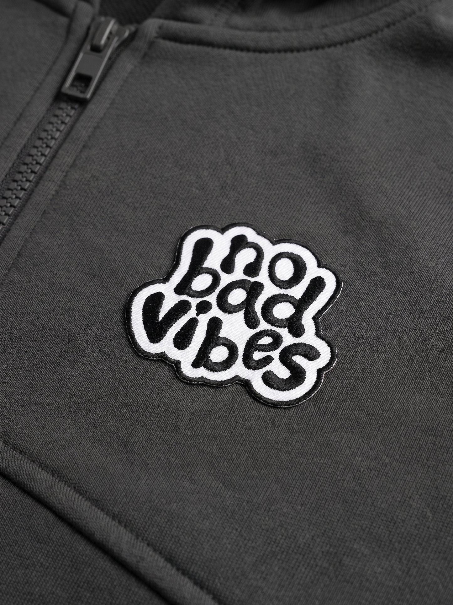 Grey No Bad Vibes | Chlapecký pulover s kapucí - oversized střih