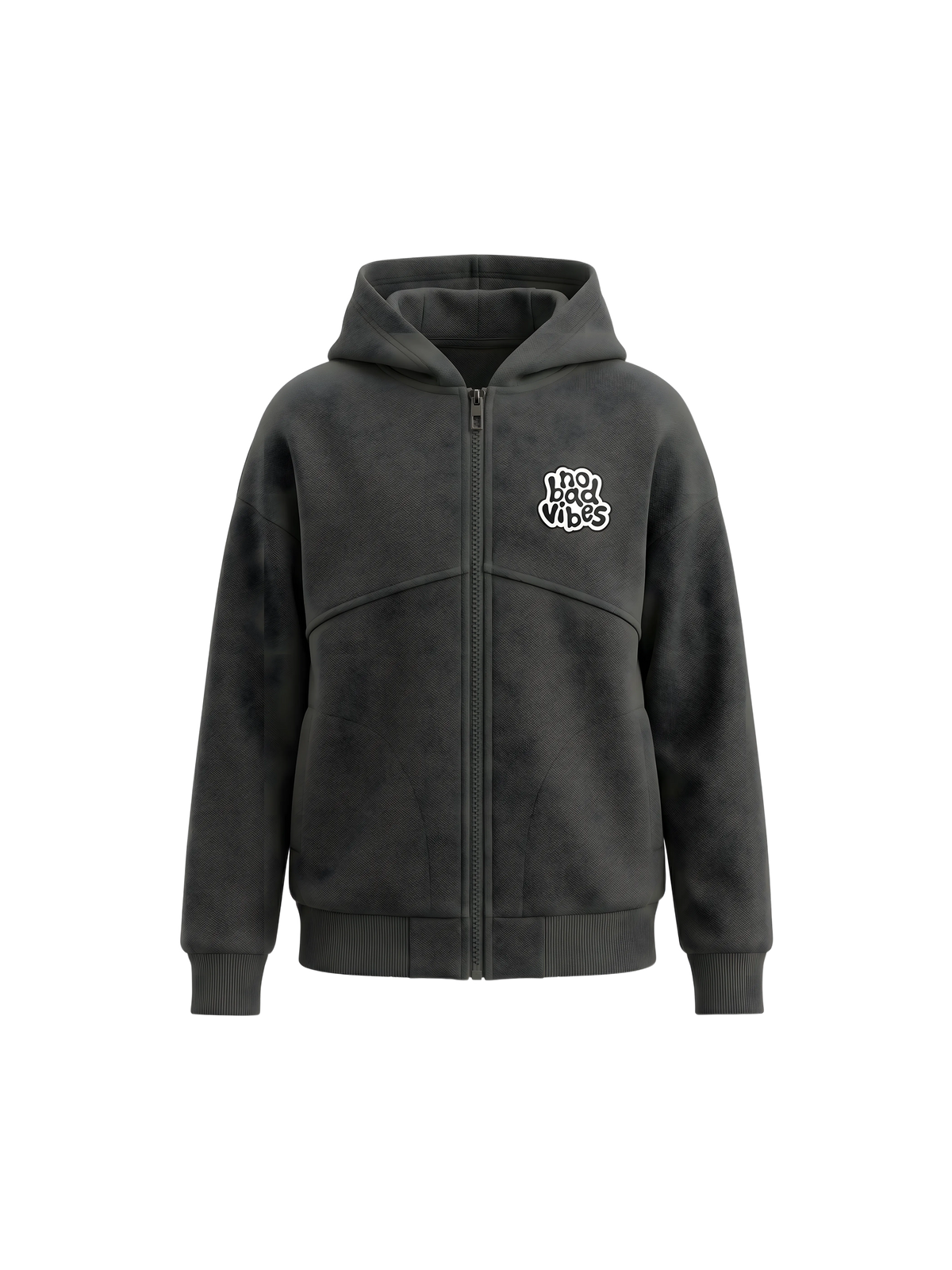 Grey No Bad Vibes | Chlapecký pulover s kapucí - oversized střih