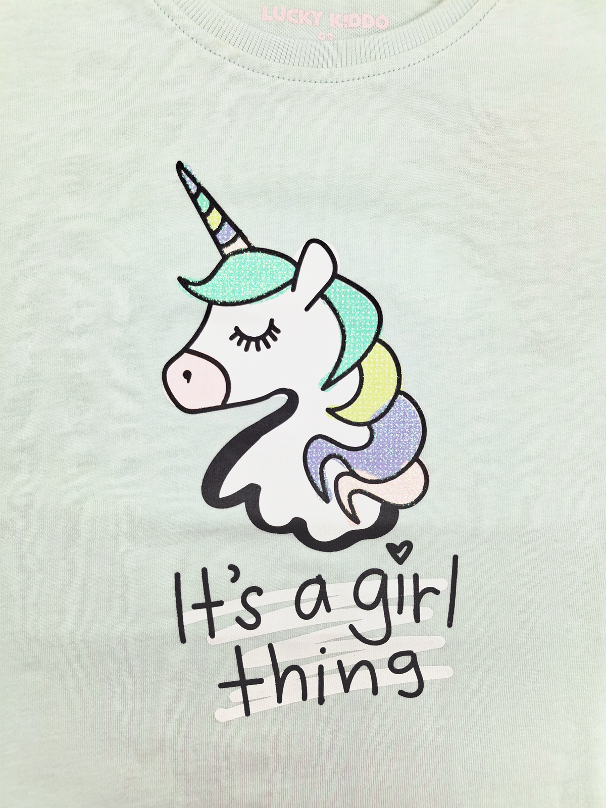 Mint Unicorn | Dívčí tričko s krátkými rukávy - volný střih