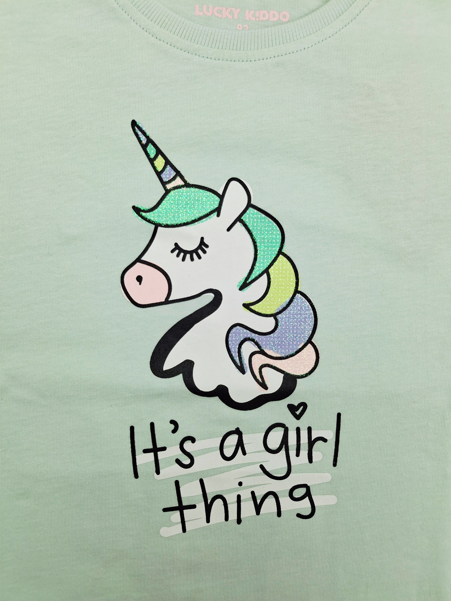 Mint Unicorn | Dívčí tričko s krátkými rukávy - volný střih