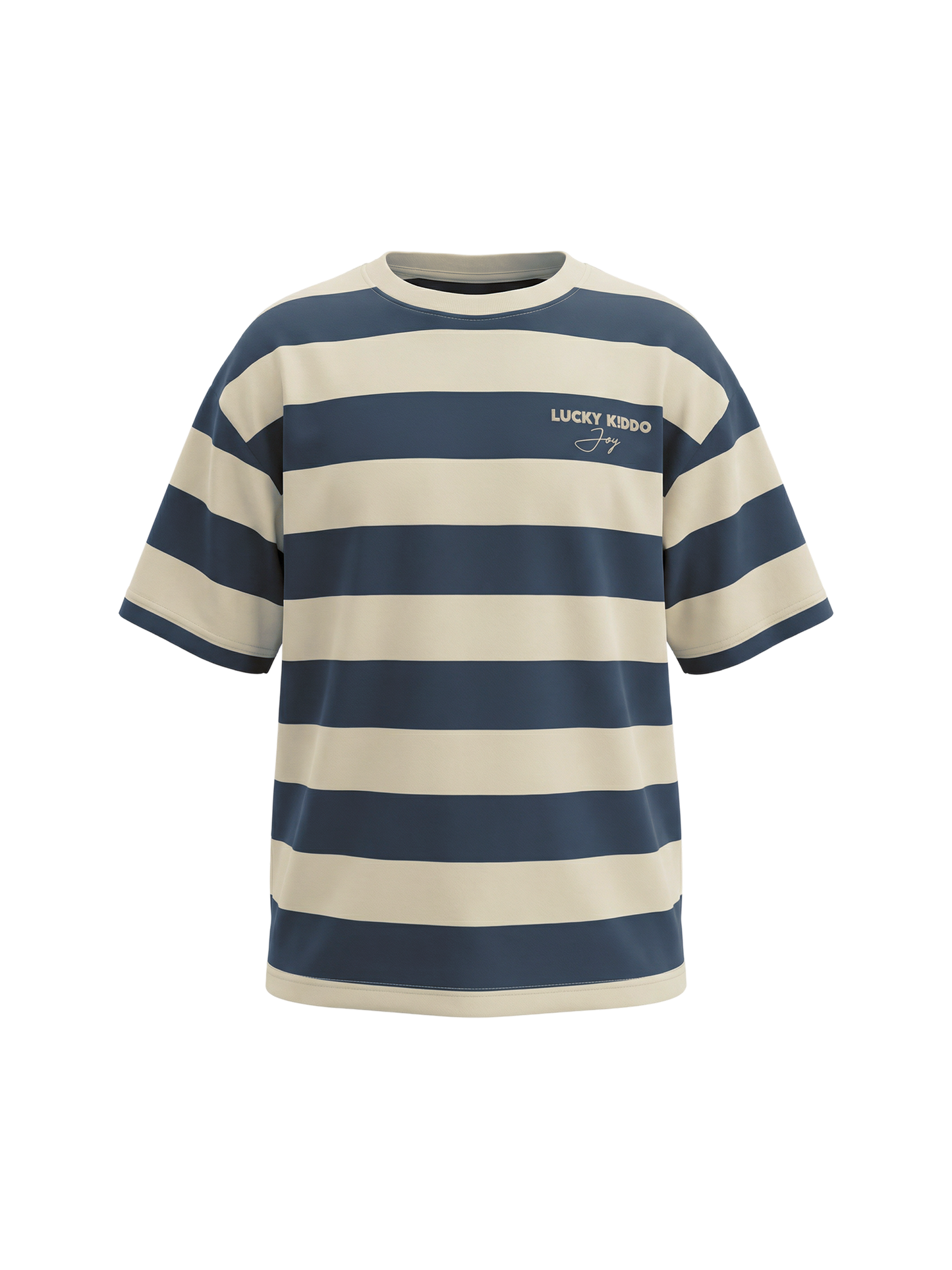 Sand Navy Stripes | Chlapecké tričko s krátkými rukávy - volný střih