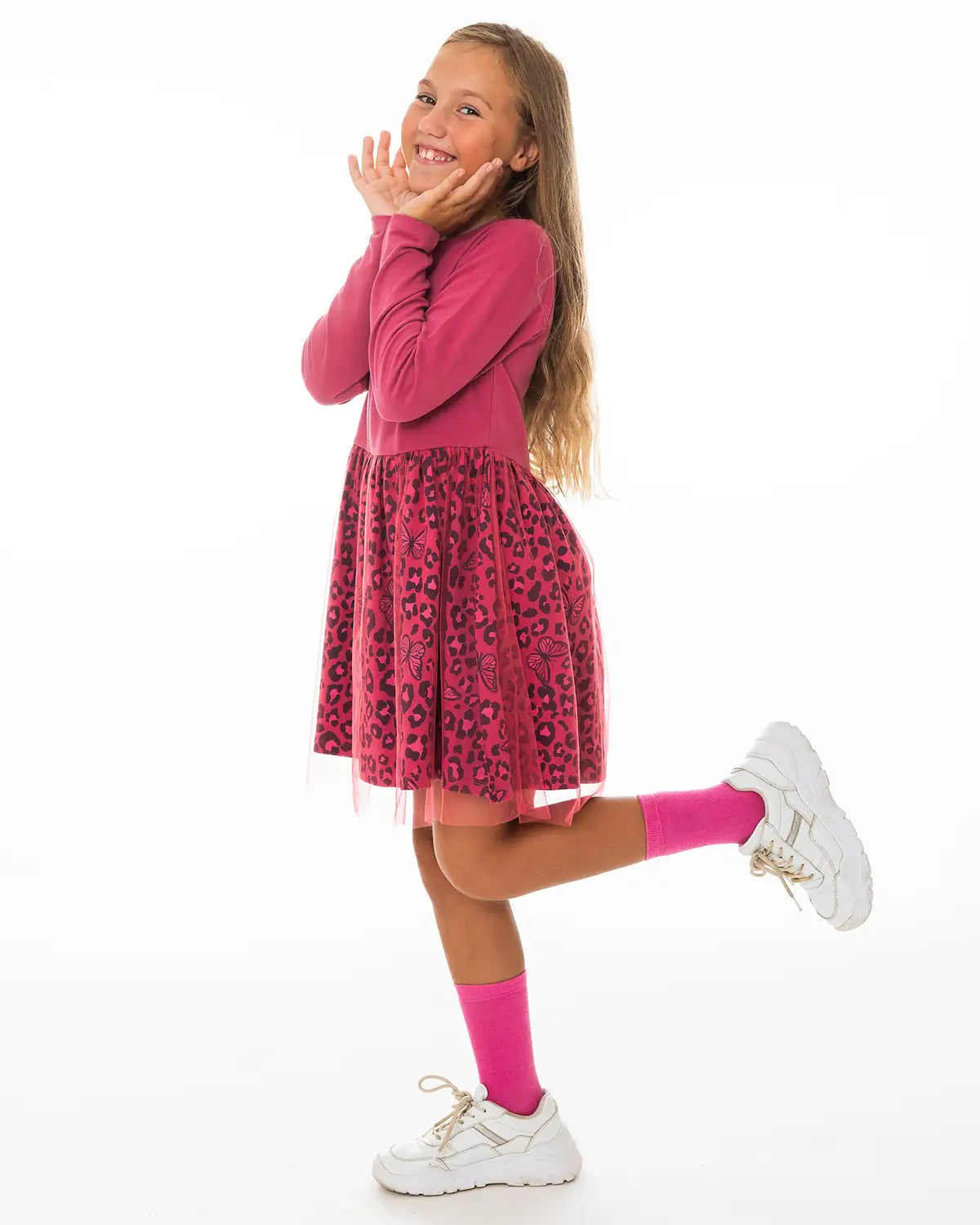 Dívčí šaty Pink Leopard