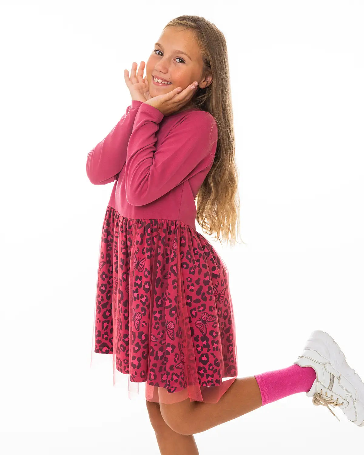 Dívčí šaty Pink Leopard