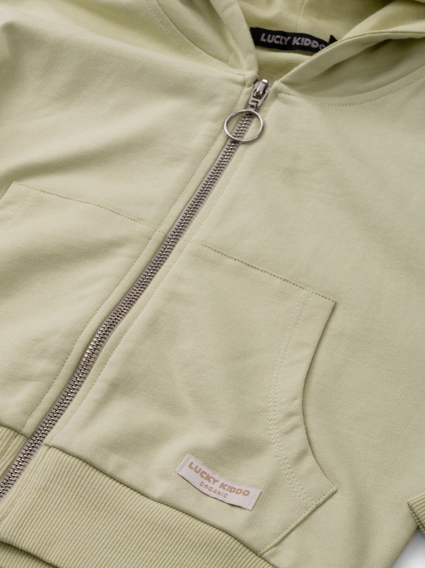 Organická mikina na zip s kapucí aloe wash