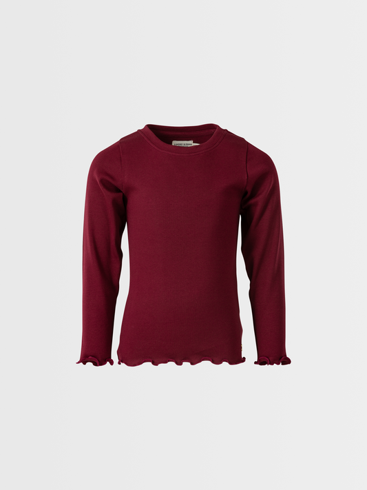 Berry Red | Dívčí triko s dlouhými rukávy in rebrasto strukturo