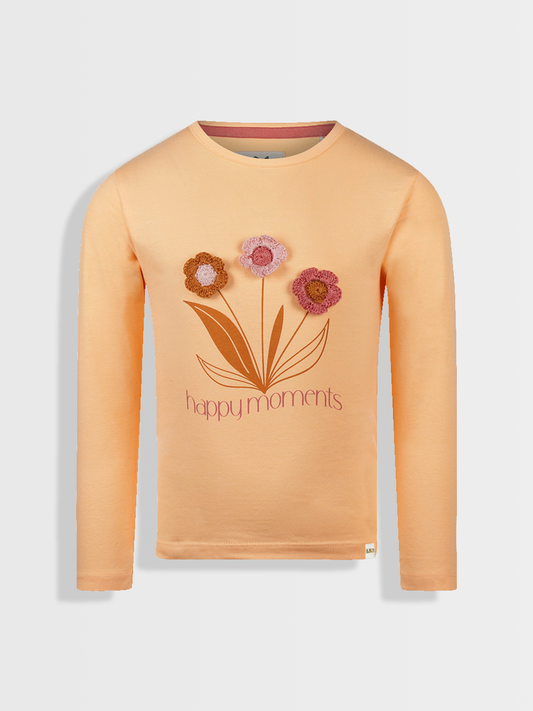 Peachy Flower | Dívčí triko s dlouhými rukávy