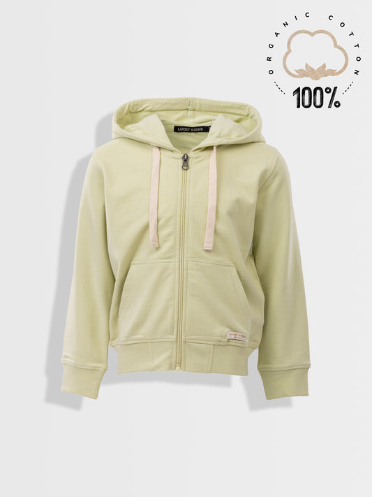 Organická mikina na zip s kapucí aloe wash