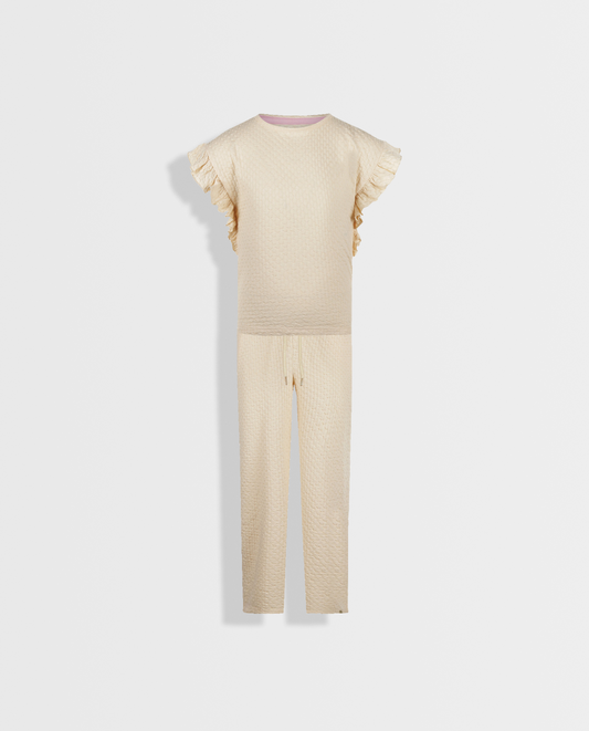 Off White Essence | Dívčí dvoudílná souprava s dlouhými kalhotami