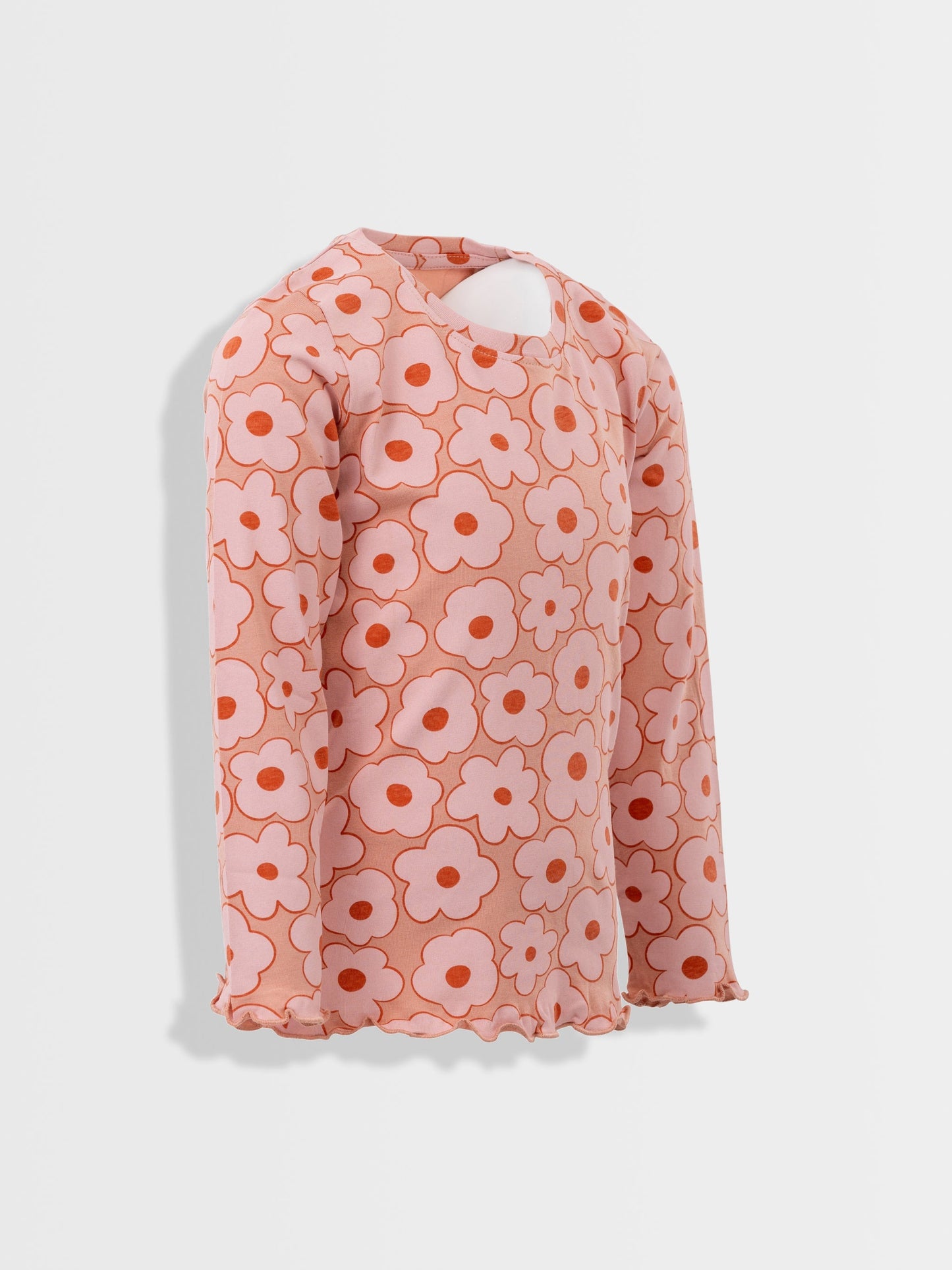 Tričko broskvové béžové květy