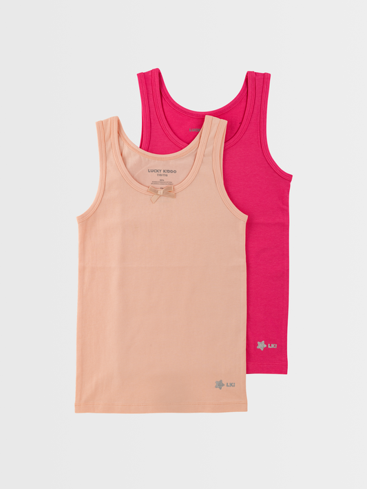 Růžová + pink | Dívčí spodní tílko (2 ks)