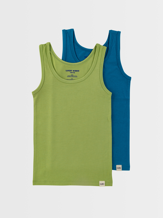 Zelená + modrá | Chlapecké spodní tílko (2 ks)