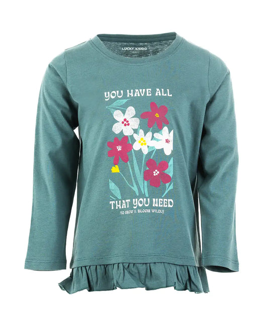 Dívčí tričko s dlouhým rukávem Bloom Green