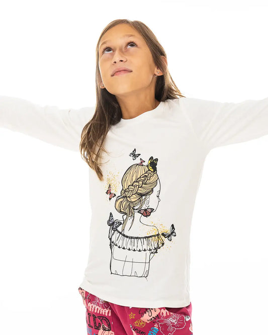 Dívčí tričko s dlouhým rukávem Butterfly Lady
