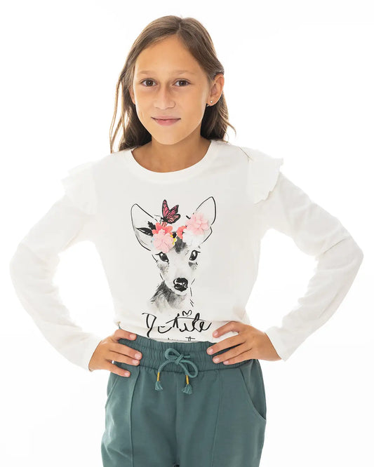 Dívčí tričko s dlouhým rukávem Cute Dear