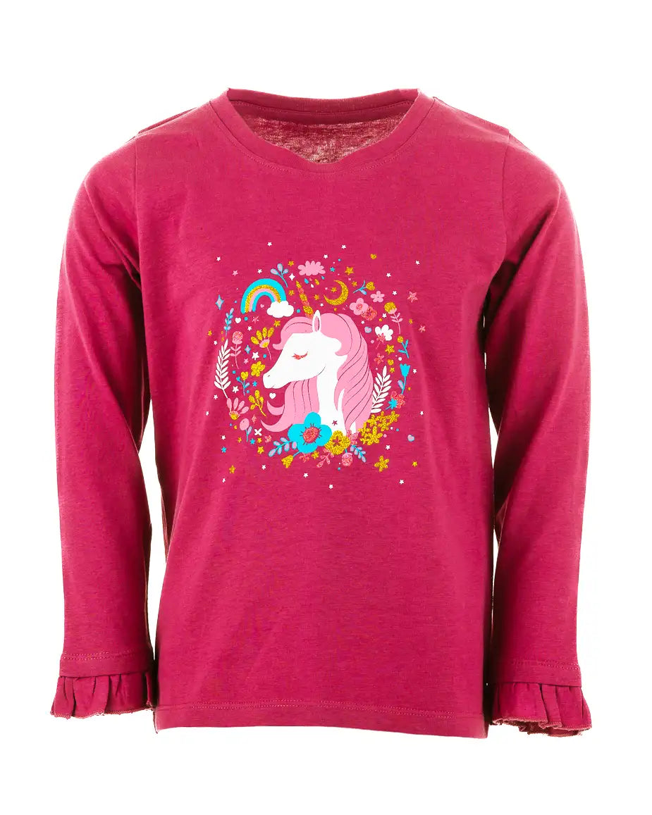 Dívčí tričko s dlouhým rukávem Enchated Unicorn Pink