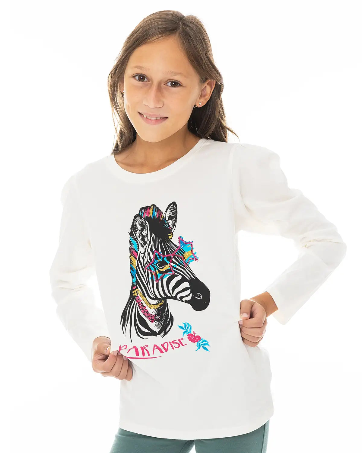 Dívčí tričko s dlouhým rukávem Zebra Paradise