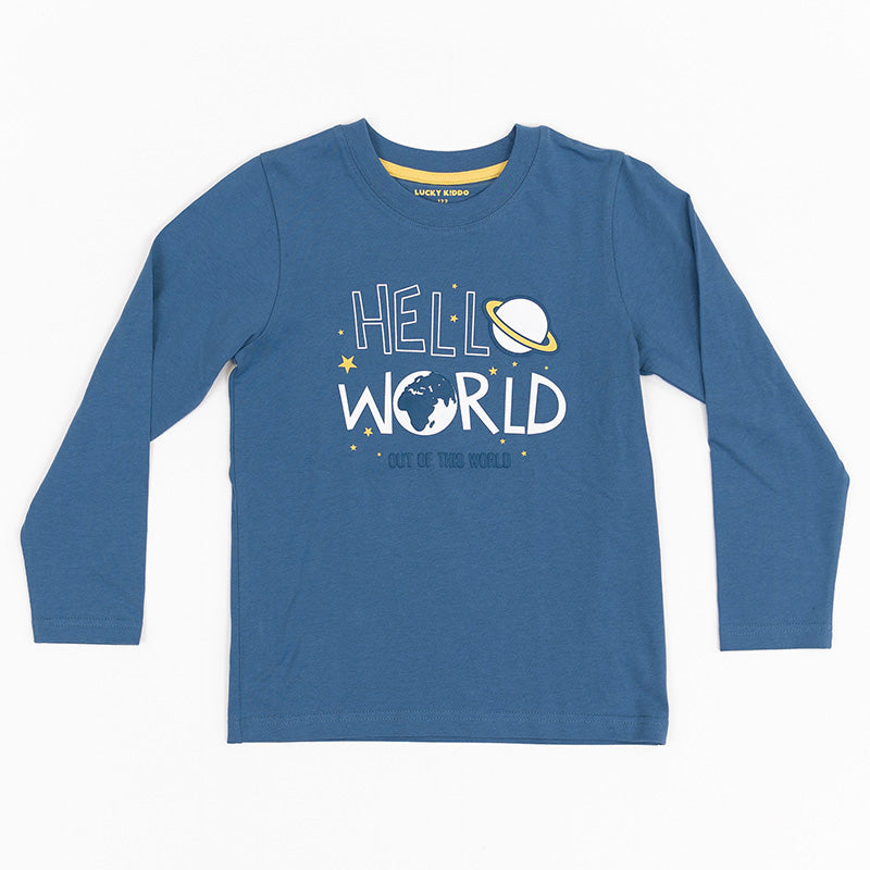 Chlapecké tričko s dlouhým rukávem Hello World