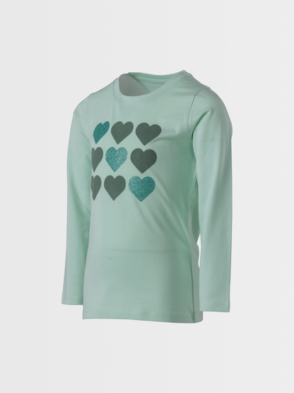 Greenish Hearts | Dívčí triko s dlouhými rukávy