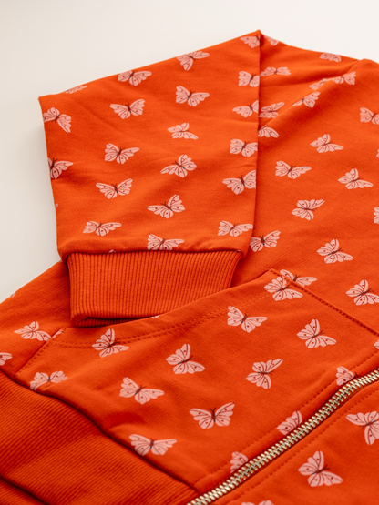 Ginger Butterflies | Mikina na zip s kapucí