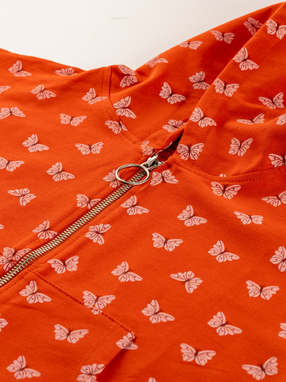 Ginger Butterflies | Mikina na zip s kapucí