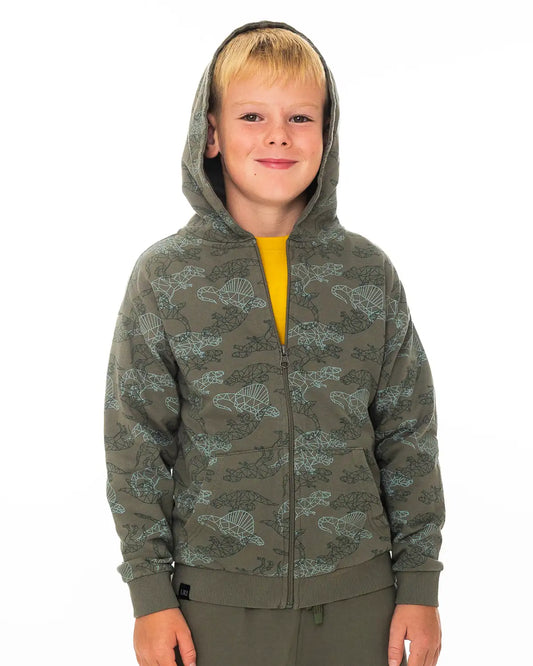 Chlapecká mikina na zip Olive