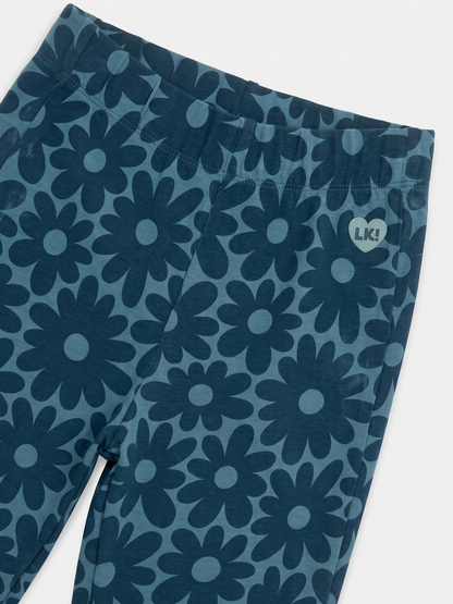 Flowers Blue | Dívčí zvonové legíny