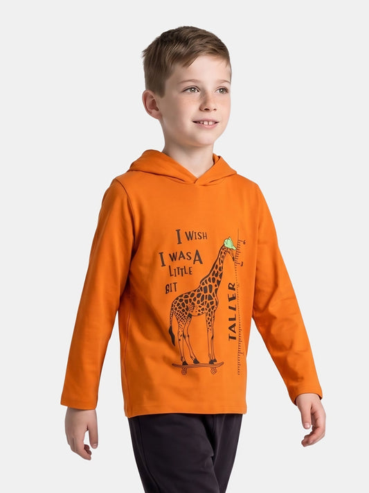 Giraffe Fun | Chlapecké tričko s dlouhým rukávem s kapucí