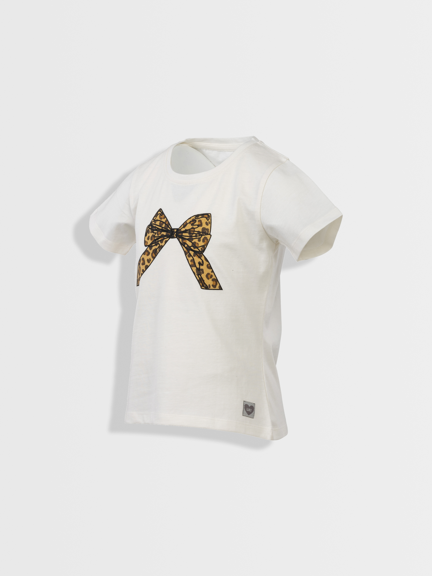 Leopard Bow Off White | Dívčí triko s krátkými rukávy