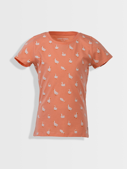 Peach Ducks | Dívčí triko s dlouhými rukávy