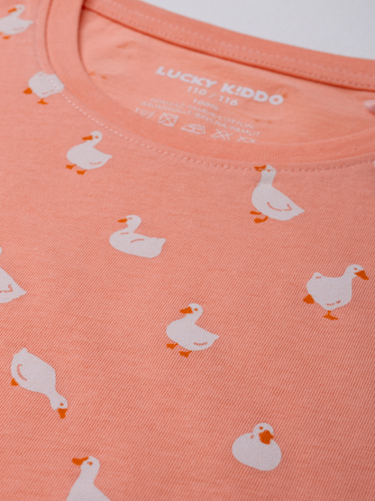 Peach Ducks | Dívčí triko s dlouhými rukávy