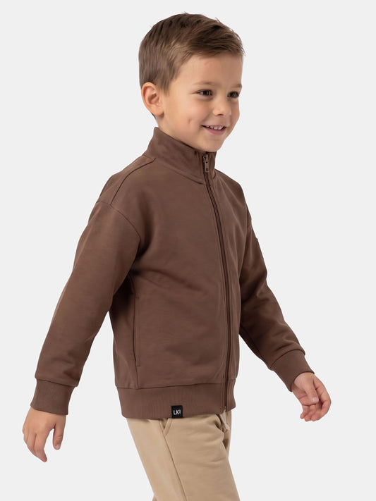 Shitake Brown | Chlapecký pulovr se zipem