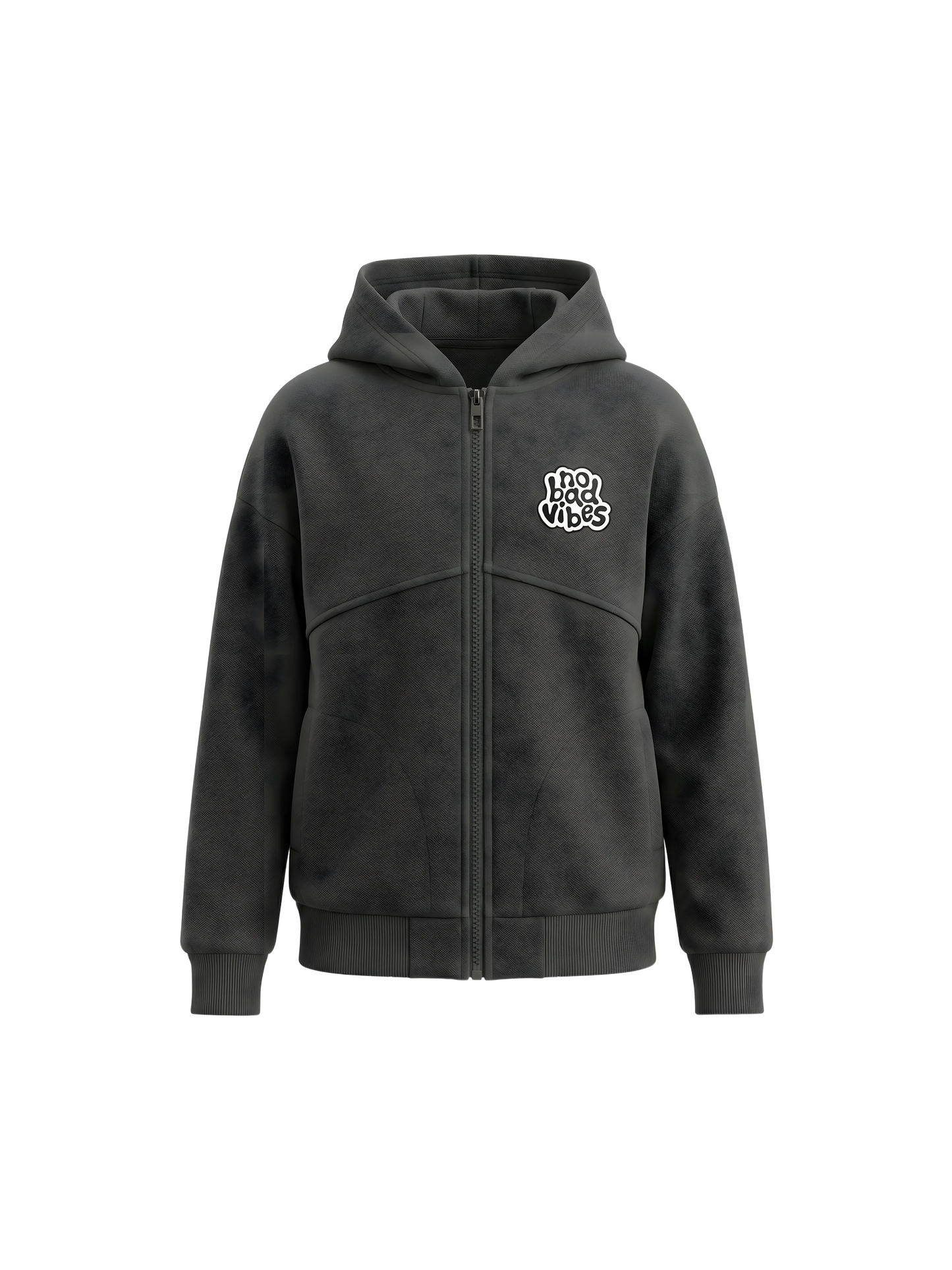 Grey No Bad Vibes | Chlapecký pulover s kapucí - oversized střih