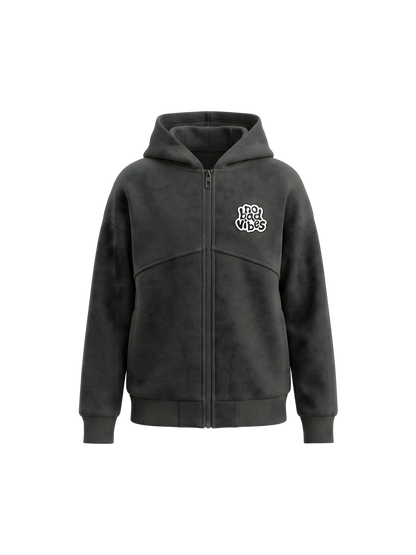 Grey No Bad Vibes | Chlapecký pulover s kapucí - oversized střih