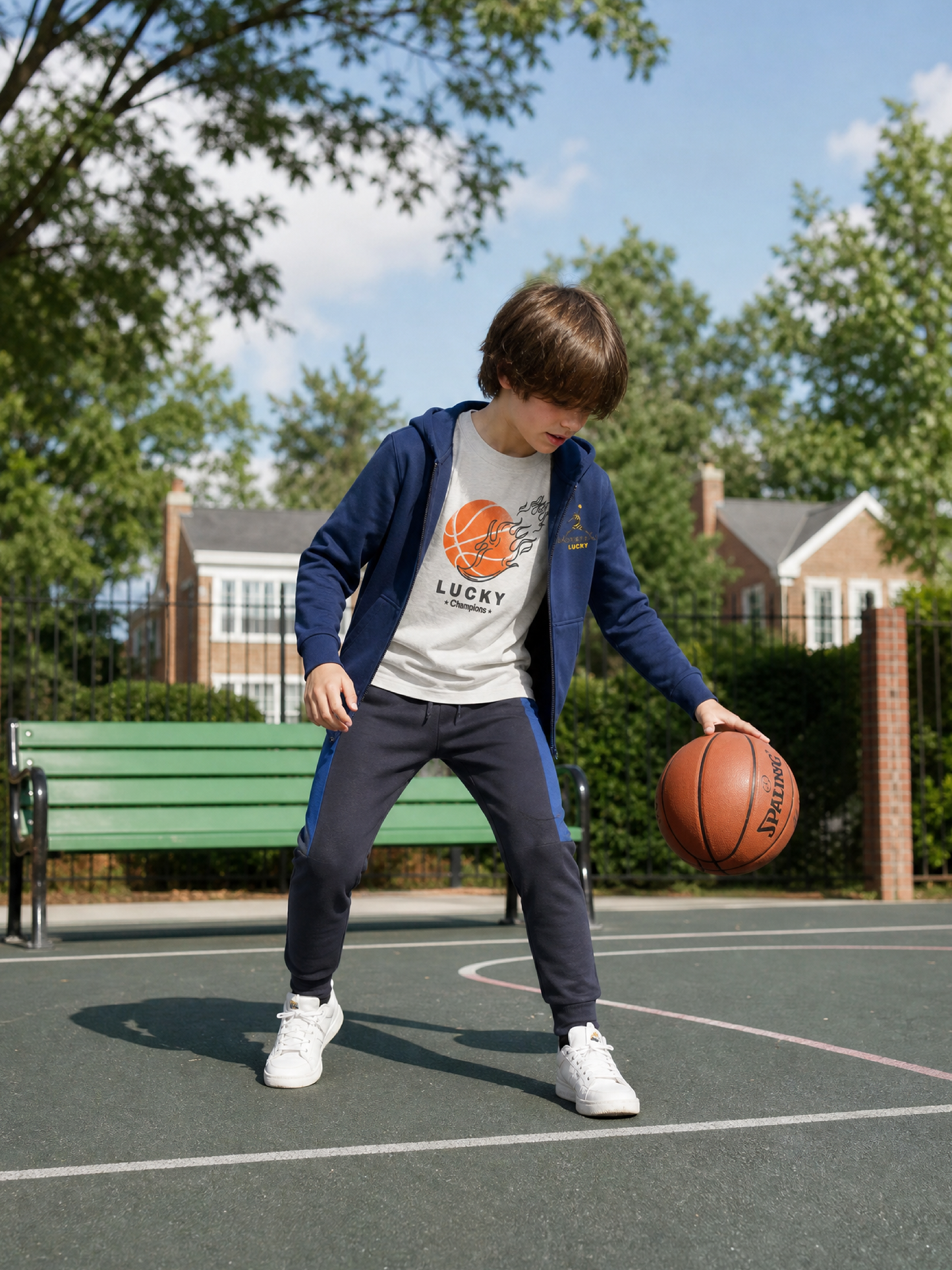 Navy Basket | Chlapecký mikina s kapucí - klasický střih