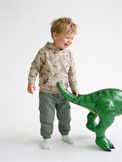 Beige Dinosaurs | Chlapecký mikina s kapucí - klasický střih