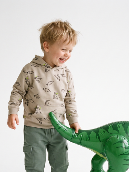 Beige Dinosaurs | Chlapecký mikina s kapucí - klasický střih