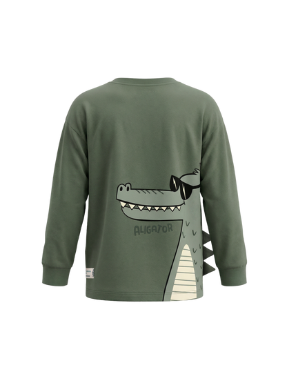 Sage Alligator | Chlapecké tričko s dlouhými rukávy - volný střih