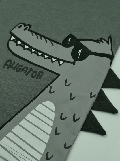 Sage Alligator | Chlapecké tričko s dlouhými rukávy - volný střih
