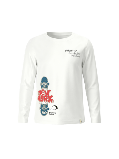 White Freestyle | Chlapecké tričko s dlouhými rukávy - klasický střih