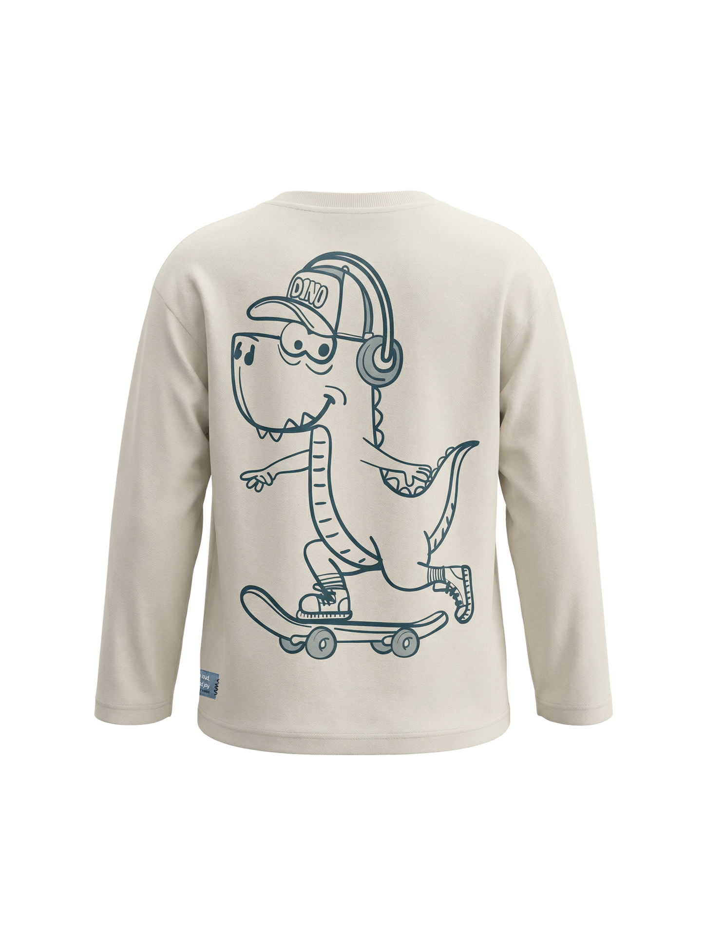 Cream Skater Dino | Chlapecké tričko s dlouhými rukávy - volný střih