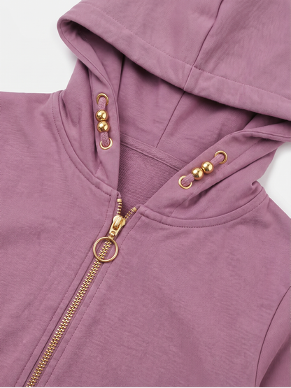 Orchid Zip | Dívčí mikina s kapucí - klasický střih