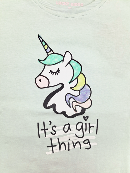 Mint Unicorn | Dívčí tričko s krátkými rukávy - volný střih